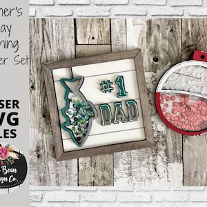 Vaderdag vissen Shaker frame instellen teken SVG-bestand digitale laser hout Glowforge sjabloon