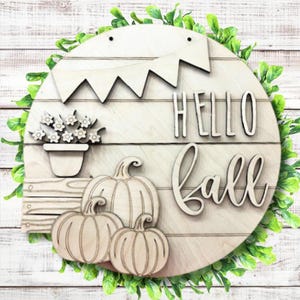 Banner de calabaza de otoño para mamá, colgador de puerta redondo, letrero SVG, archivo de corte digital, plantilla de corte láser de madera imagen 8