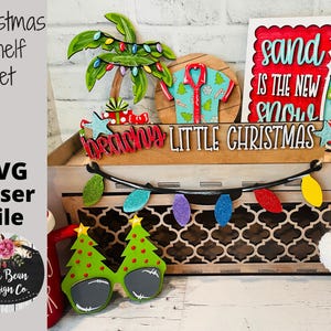 Christmas Beach Beachy Little Shelf Sitter Set SVG Wood Glowforge Digital Cut File Laser Wood Cutting Interchangeable