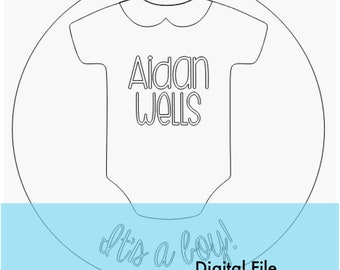 Baby Bodysuit Clothes Jumper It's a Boy Girl Name Sign Digital Cut File Laser Wood cutting svg dxf pdf jpg door hanger template