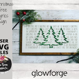O Weihnachtsbaum Text graviert Wort Zeichen Digital geschnitten Datei Laser Holz SVG schneiden Vorlage Glowforge