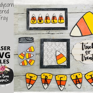 Candy Corn Halloween Fall Tiered Tray SVG Laser Glowforge File Wood Mini Sign Digital Cut File  Wood Cutting
