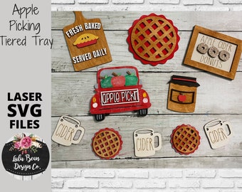 Apple Picking Cider Tier Tiered Tray Kit Wood Glowforge SVG File Sign Digital Cut File Laser Cutting