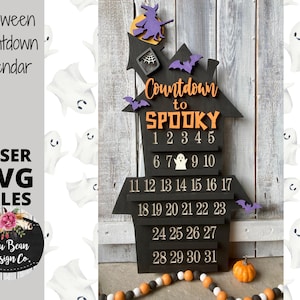 Countdown to Spooky Halloween  Calendar Ghost SVG laser file Wood Digital Cutting Glowforge