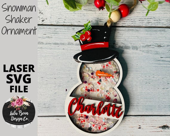 Snowman Family Rustic Shaker Ornament | Personalized Ornament