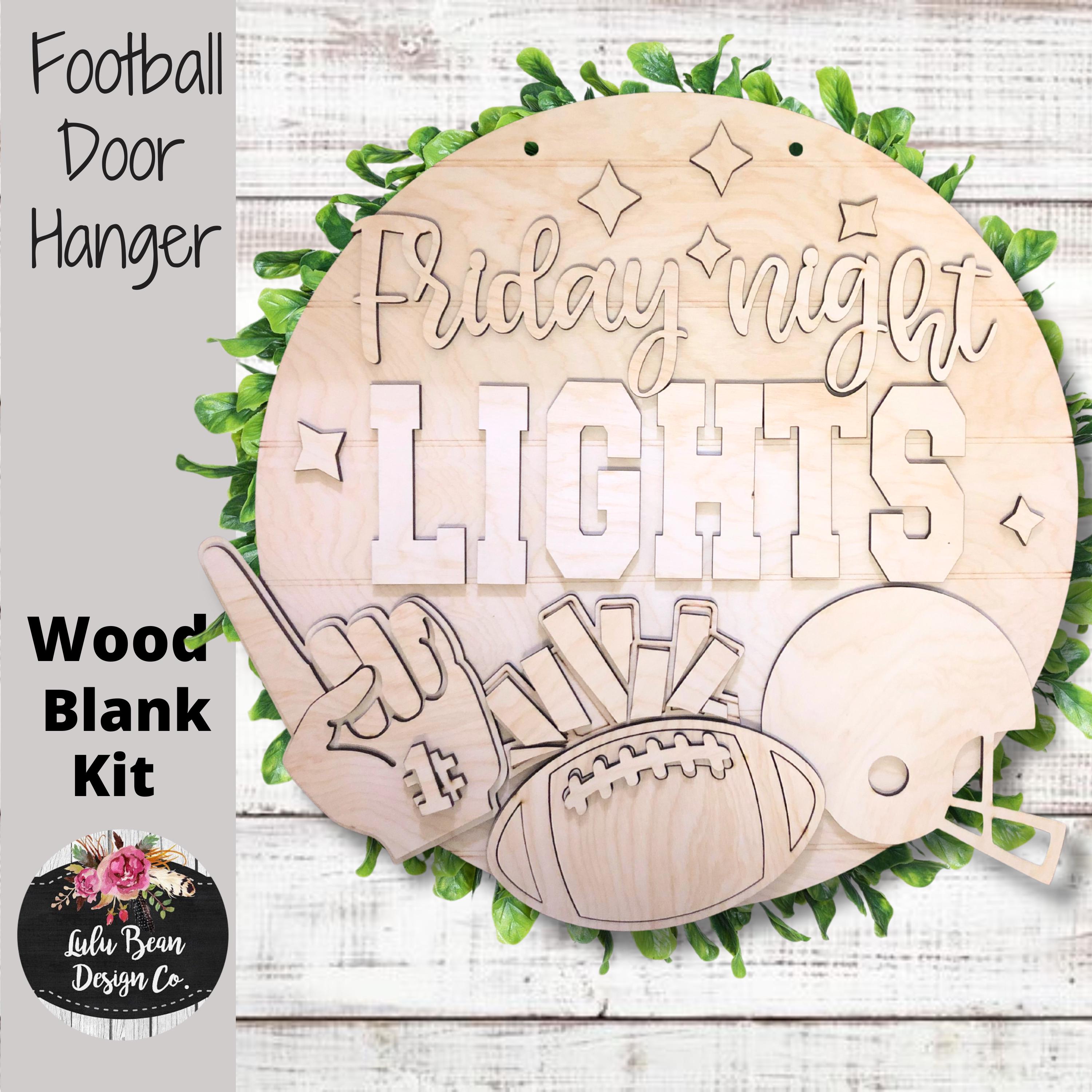Friday Night Lights Football leopard Round Sign Cutout Shapes, Door Hanger Unfinished Wood Laser Cut, DIY, Many Size Options, Blank