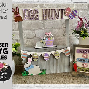 Easter Egg Hunt Market Stand Interchangeable SVG laser file Wood Digital Cutting Glowforge