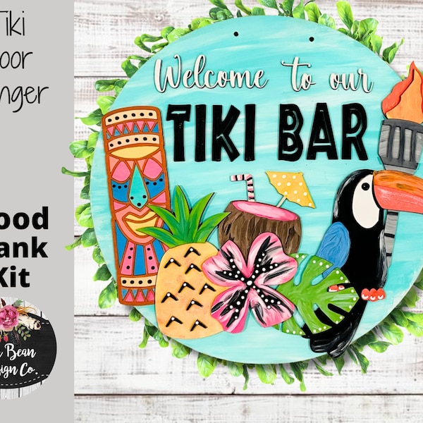 Welcome to our Tiki Bar Round Sign Cutout Shapes, Door Hanger Unfinished Wood Laser Cut, DIY, Many Size Options, Blank