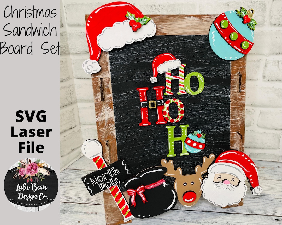 Christmas Ho Ho Ho Santa Interchangeable Chalkboard Sandwich Board