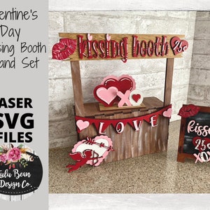 Valentine's Day Kissing Booth Market Stand Interchangeable SVG laser file Wood Digital Cutting Glowforge