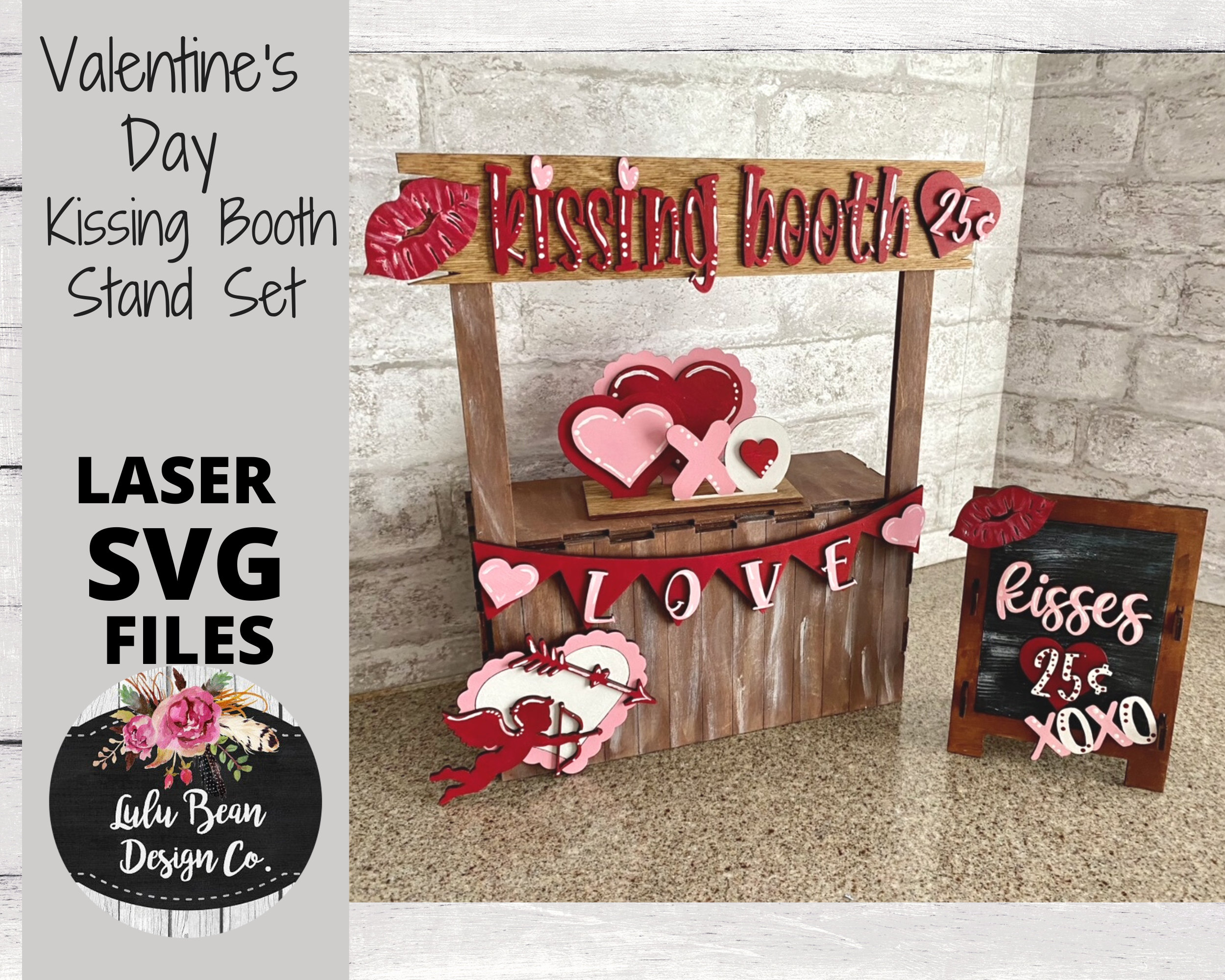 Valentine's Day Kissing Booth Market Stand Interchangeable SVG