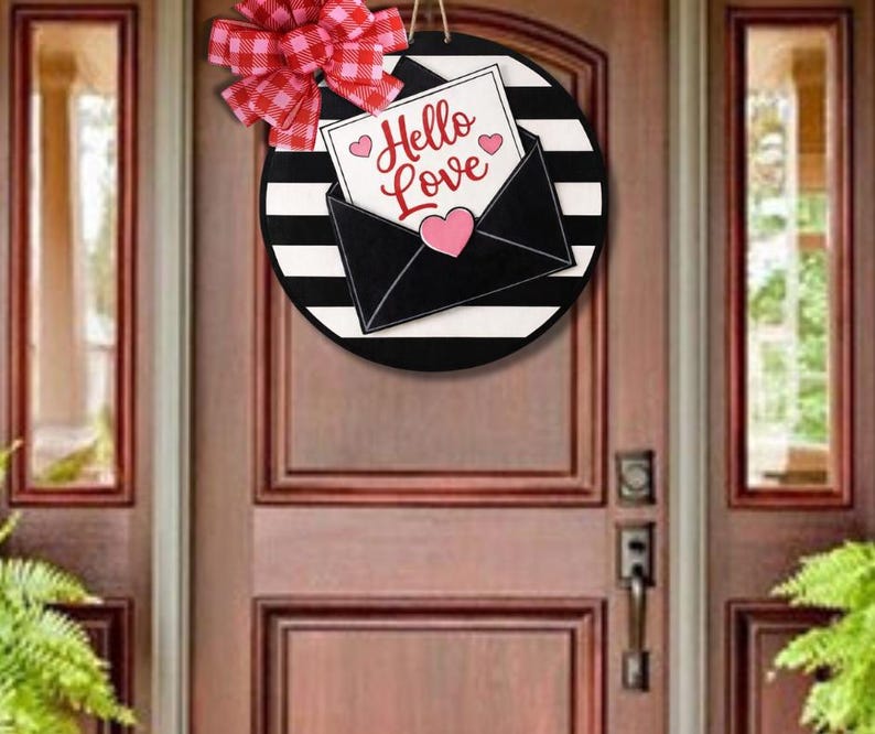 Valentines Day Door Hanger Hello Love Envelope SVG Laser File Glowforge ...