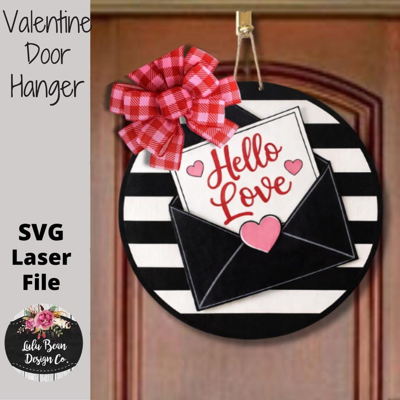 Valentines Day Door Hanger Hello Love Envelope SVG Laser File Glowforge ...