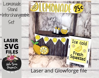 Lemonade Market Stand Interchangeable SVG laser file Wood Digital Cutting Glowforge