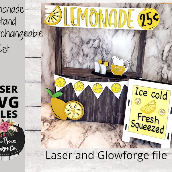 Lemonade Market Stand Interchangeable SVG laser file Wood Digital Cutting Glowforge