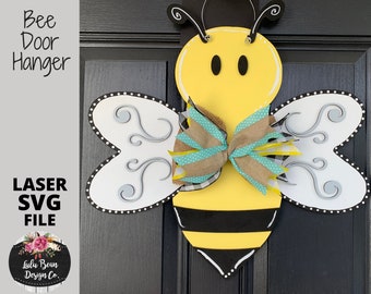 Honeybee Bee Layered 3D door hanger SVG file Laser Glowforge Shape Digital Cut Wood template