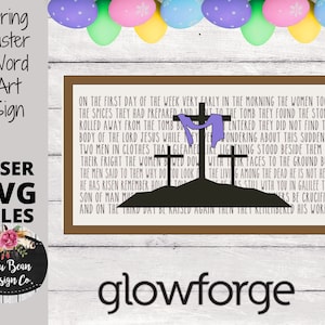 Pascua Primavera Cruz Jesús Escritura Grabado Palabra Signo SVG Archivo de Corte Digital Láser Glowforge Madera