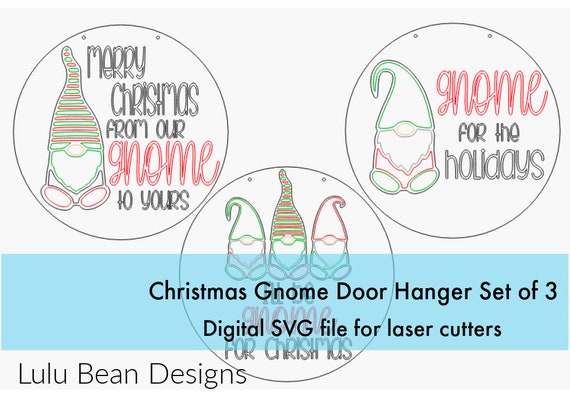 Download Set Of 3 Christmas Gnome Door Hanger Digital Cut Files Laser Etsy