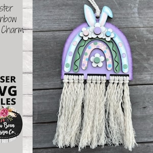 Paashaas Rainbow Macrame Car Charm SVG laser Glowforge File Digital