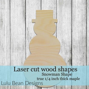 Snowman Shape Blank Wood Cutout for Glowforge Laser Cut Door Hanger Signs Projects
