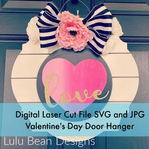 Valentine&#39;s Day Layered Love Shiplap Door Hanger Digital Cut Files Laser Wood Cutting SVG template round