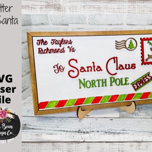 Carta a Papá Noel Marco Archivo SVG Plantilla digital de madera con láser Glowforge