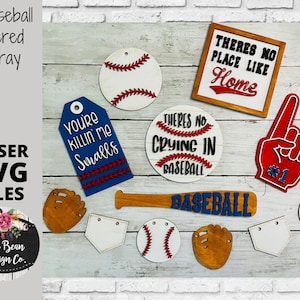 Baseball Tiered Tray SVG  Laser Glowforge File Wood Mini Sign Digital Cut File  Wood Cutting
