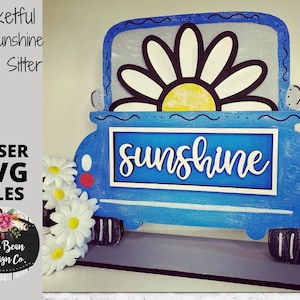 Pocketful of Sunshine Jeans Daisy Tabletop Shelf Sitter Sign SVG File Digital Laser Wood Glowforge template