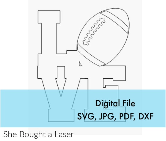 Football Love Door Hanger Template Sign Digital Cut File Laser Wood cutting svg dxf pdf jpg