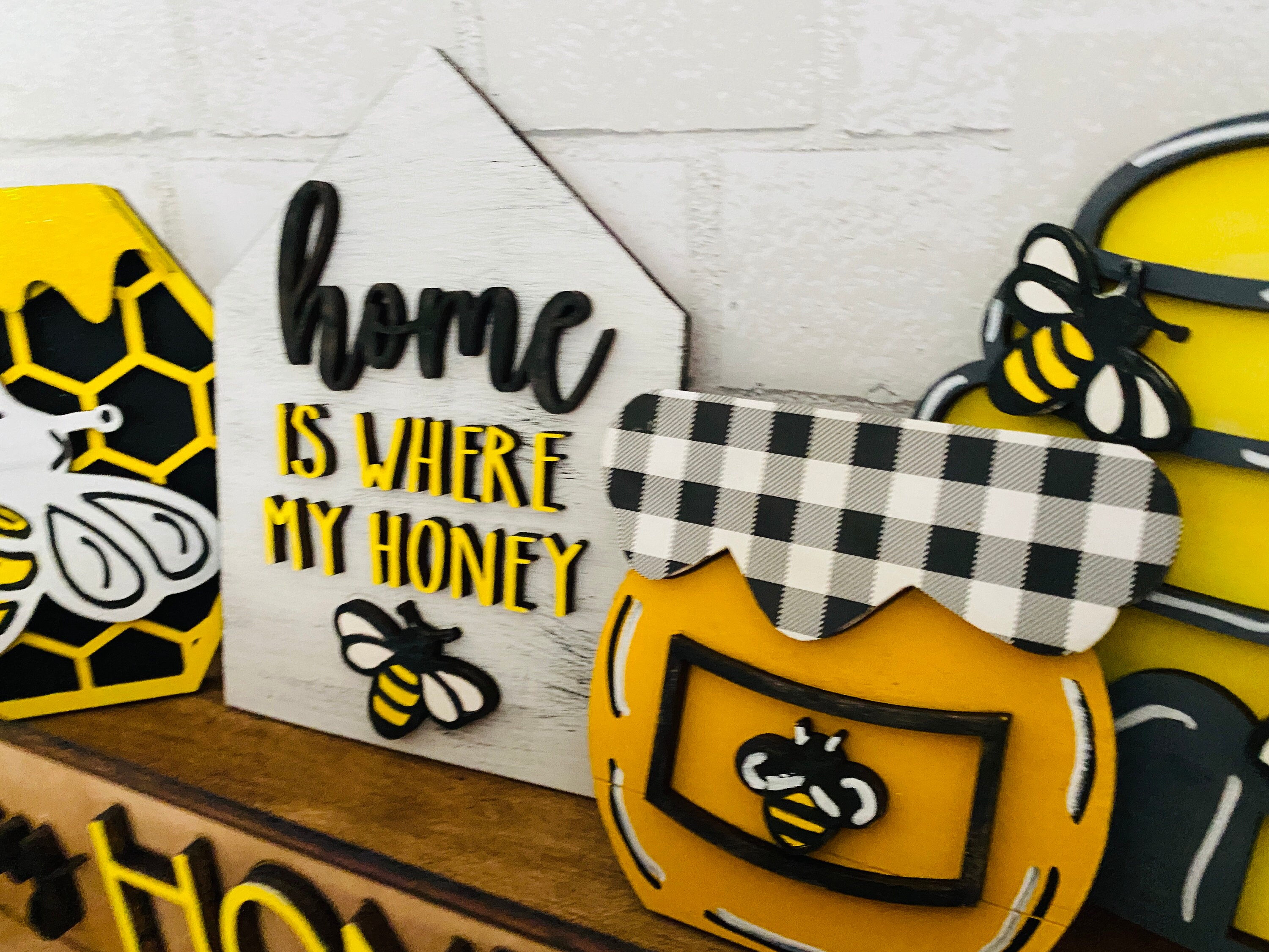 Bee Themed Decor Shelf Sitter Set SVG Wood Glowforge Digital Cut File ...