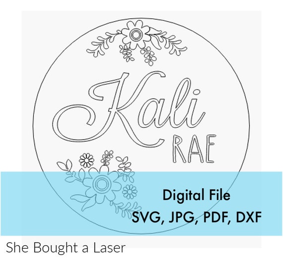 Download Flower Floral Baby Nursery Round Name Sign Digital Cut File Etsy