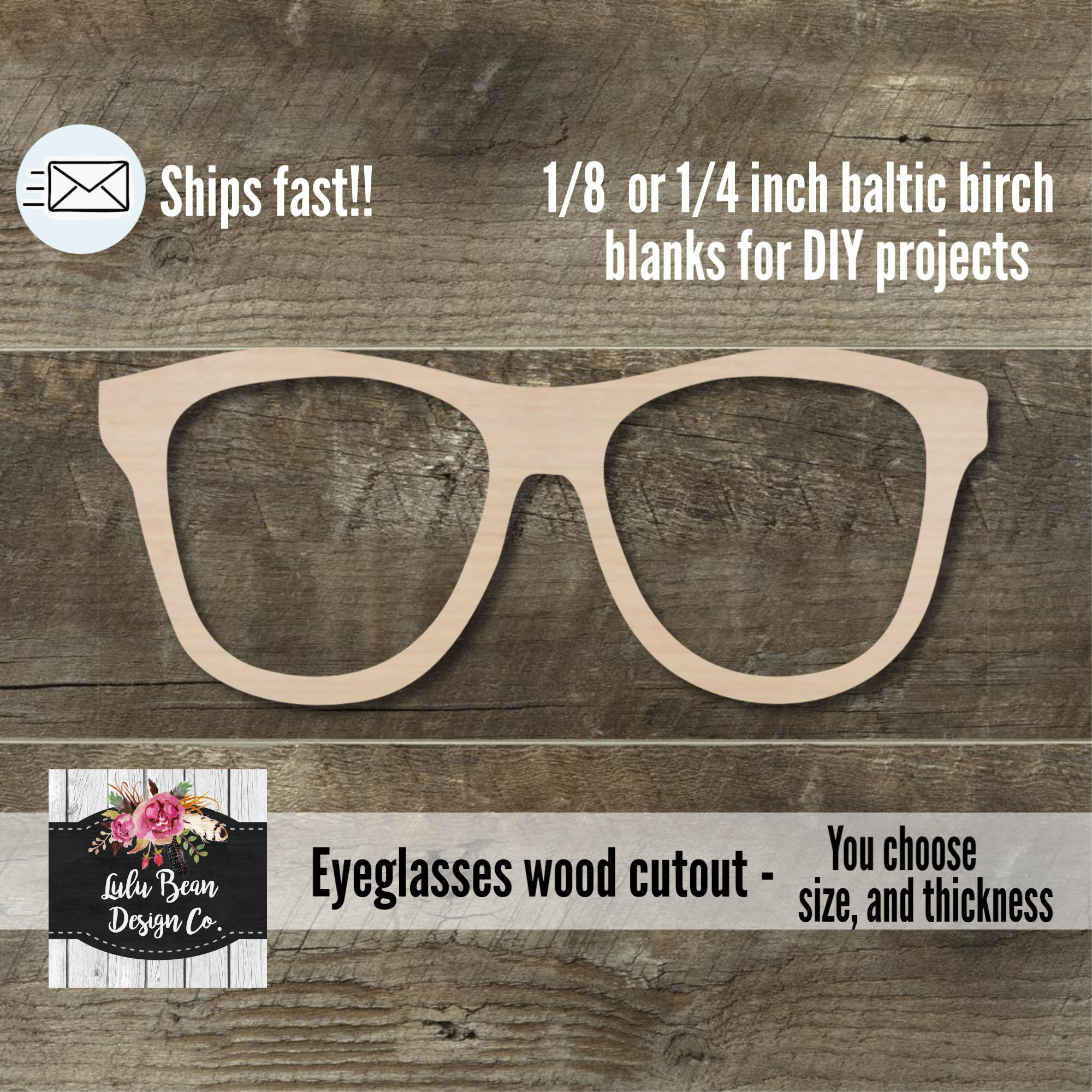 Unfinished Wooden Sunglasses Cutout, 12, Pack of 5 Wooden Shapes for Crafts  and Summer & Beach Decor and Crafting, by Woodpeckers 