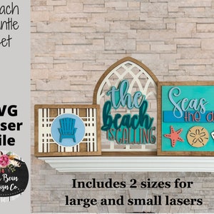 Interchangeable Mantle Set of 3 Beach Signs SVG File  Digital Cut Laser Wood Glowforge template