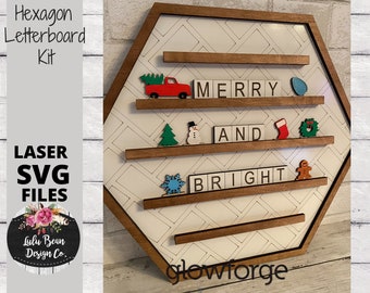 Letterboard Hexagon SVG Shape Herringbone pattern Wood Digital Cut File Laser Wood Cutting