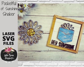 Pocketful of Sunshine Jeans Daisy Shaker Frame Set Sign SVG File Digital Laser Wood Glowforge template