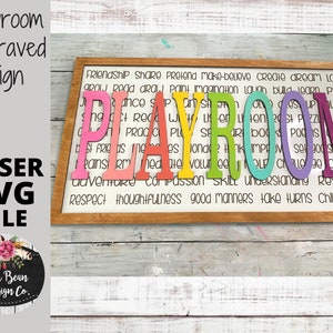 Playroom Sign Digital Cut File Laser Wood SVG cutting template Glowforge