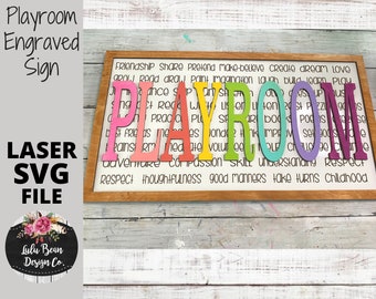 Playroom Sign Digital Cut File Laser Wood SVG cutting template Glowforge