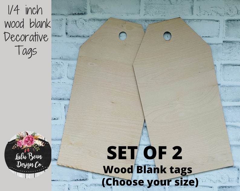 Set of 2 Blank Wood Door Tags Cut-outs for Glowforge Laser Door Hanger Signs Craft DIY Paint Stain Shapes image 1