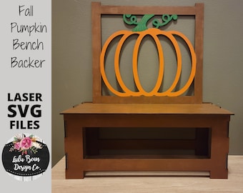 Fall Pumpkin Interchangeable Bench Backer SVG Laser Glowforge Digital Cut File Wood Cutting Shelf Sitter Sets