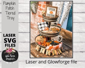 Pumpkin Patch Tiered Tray Kit Sign Shiplap Wood Tag Tags Digital Cut File Laser Cutting svg pdf jpg dxf