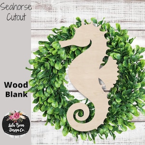 Wood Sea Horse Beach Ocean Cutout Shape, Unfinished Wood Laser Cut Shape, DIY Craft Supply, Many Size Options, Blank Wood Shapes