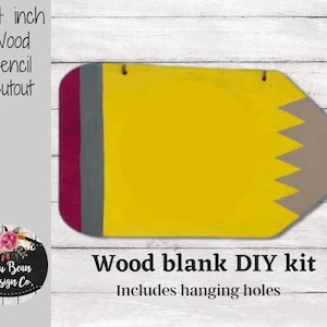Pencil Door Hanger Teacher Cutout Shape, Unfinished Wood Laser Cut Shape, DIY Craft Supply, Many Size Options, Blank