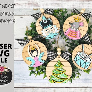 Conjunto de enfeites de Natal quebra-nozes com 5 arquivos SVG, balé, rato, soldado, tambor, bailarina, laser personalizado, digital, Glowforge