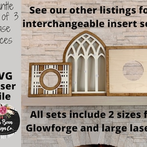 Interchangeable Mantle Set of 3 Signs Base Set for Interchangeable Inserts SVG File Digital Cut Laser Wood Glowforge template