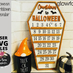 Countdown to Halloween Coffin Calendar Ghost SVG laser file Wood Digital Cutting Glowforge