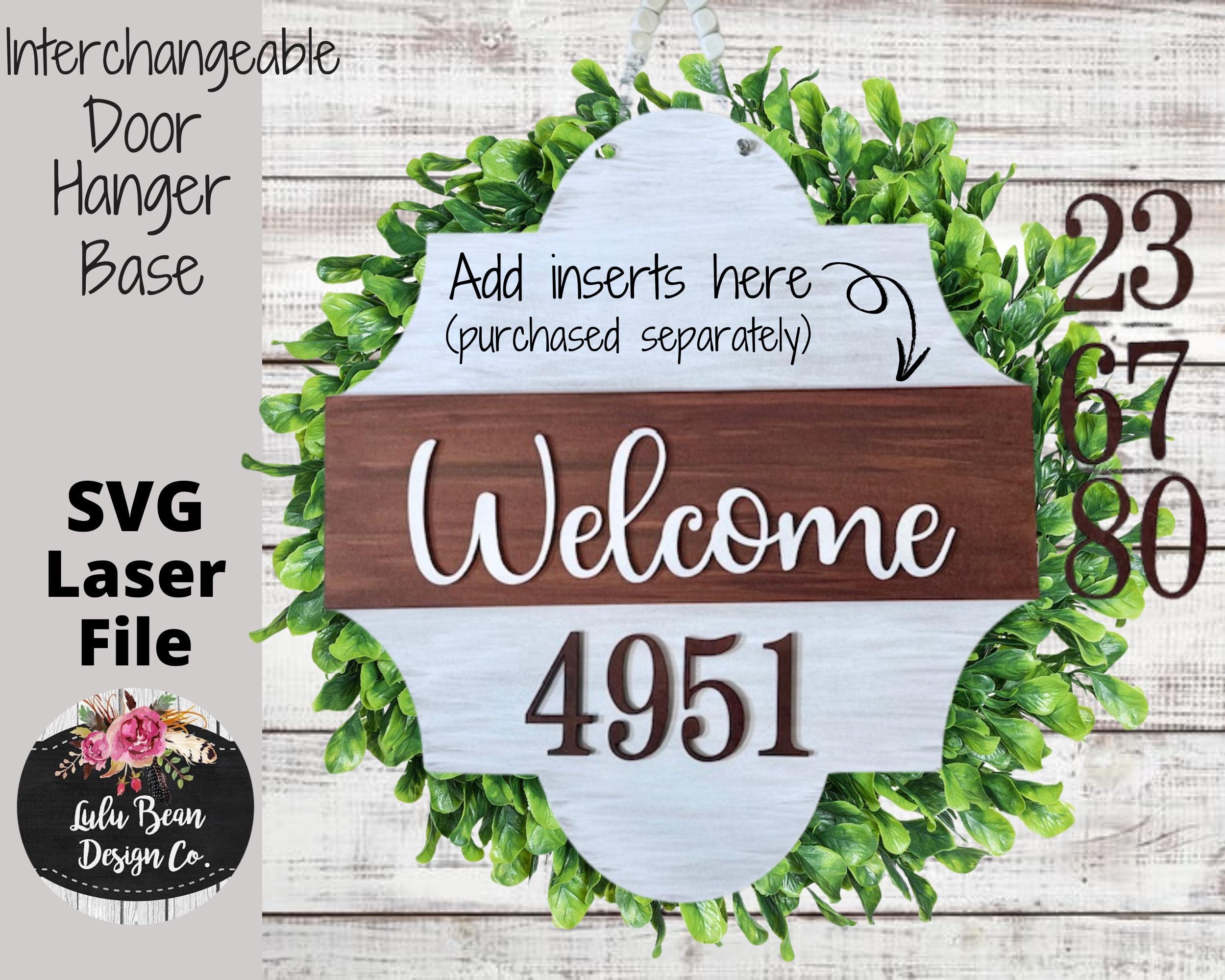 Interchangeable Seasonal Door Hanger Base Welcome Address Numbers