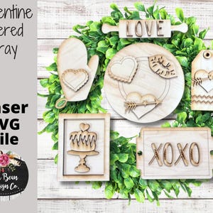 Valentines Day Baking Tiered Tray SVG Kit Wood Glowforge File Sign Digital Cut File Laser Cutting