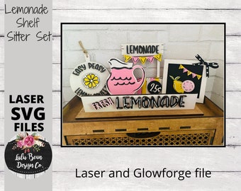 Lemonade Lemons Decor Shelf Sitter Set SVG Wood Glowforge Digital Cut File Laser Wood Cutting Interchangeable