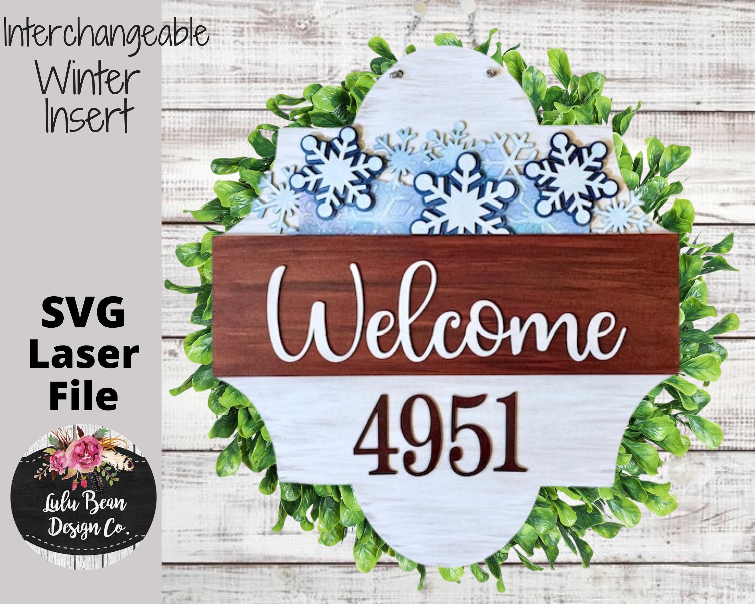 Winter Snowflake Interchangeable Seasonal Door Hanger Insert