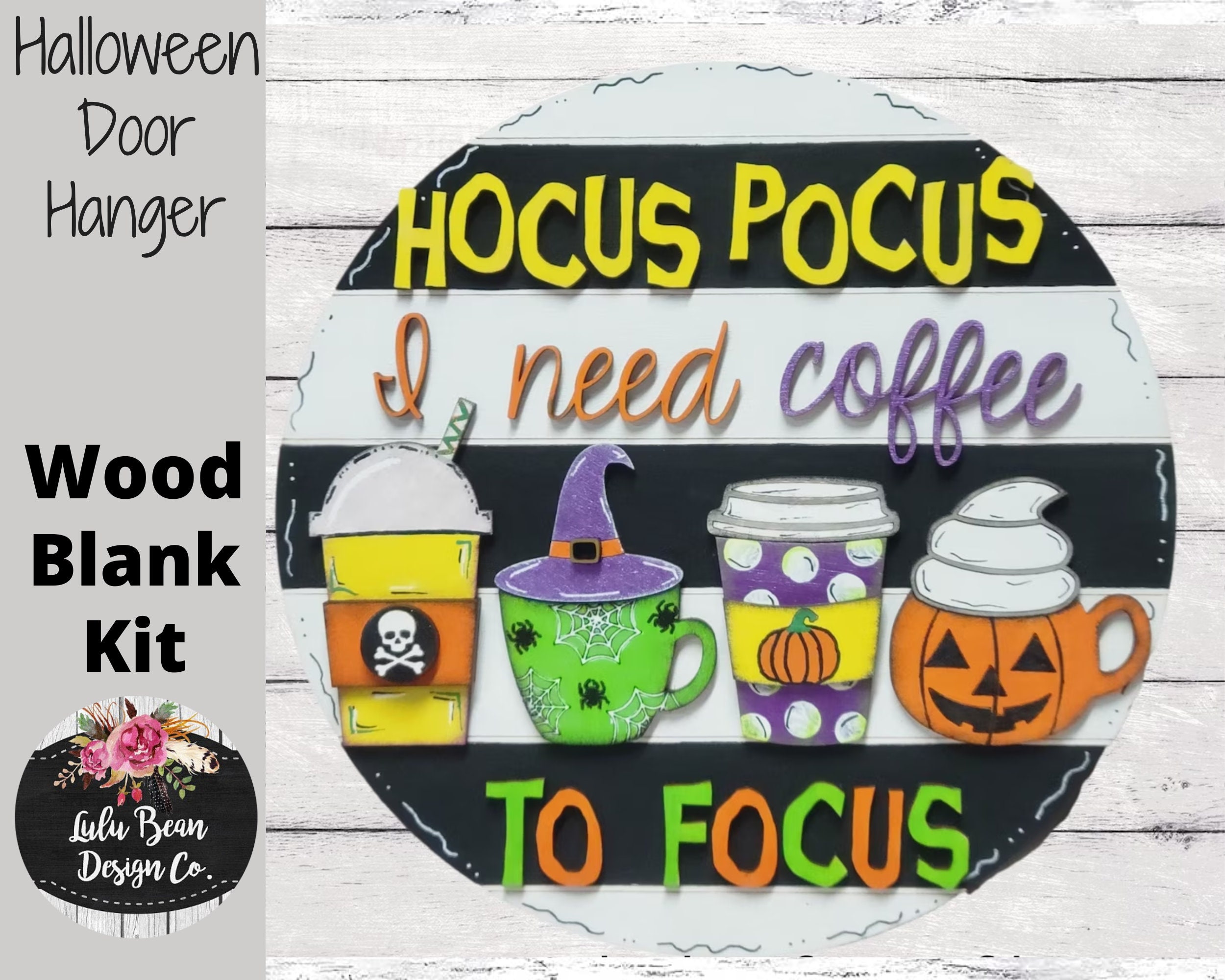 Hocus Pocus I Need Coffee to Focus Halloween Round Sign Cutout Shapes ...